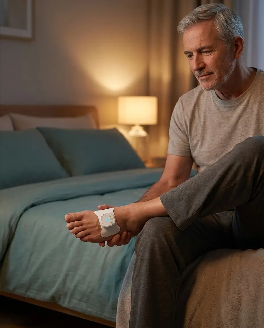 Diabetic foot neuropathy comfort - pod on the foot at night